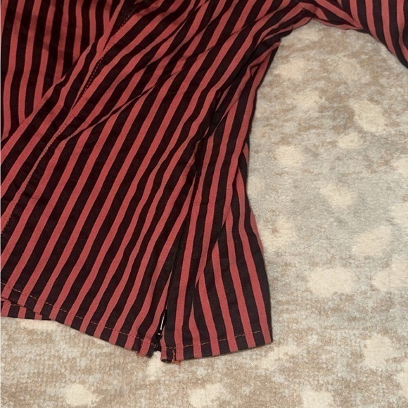 Free People Caroline Red & Black‎ Stripe Long Sleeve Top - Picture 8 of 11